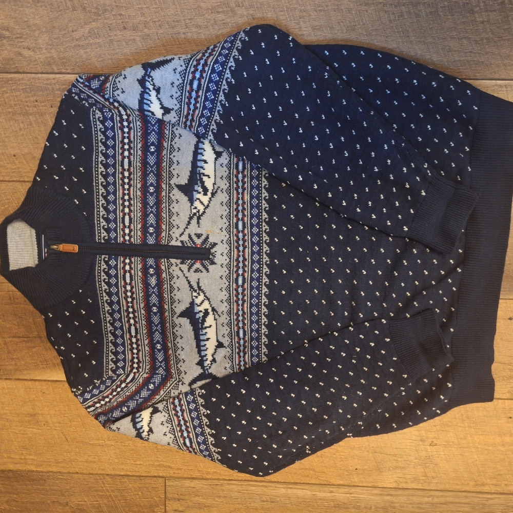 Vineyard Vines Men's Navy Patterned Sweater Size L